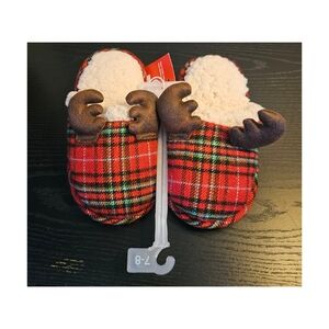 Wondershop Kids Holiday Plaid Reindeer Christmas Slipper Size 7/8